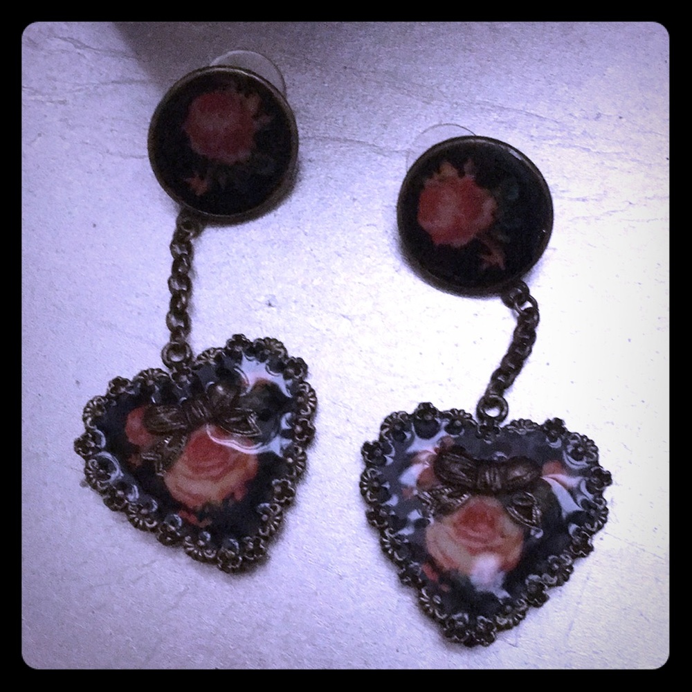 Reserved** Betsey Johnson heart earrings
